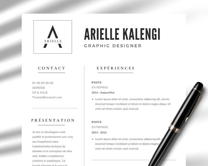 CV Template, Curriculum Vitae, French & English, Modern CV, Word, PDF