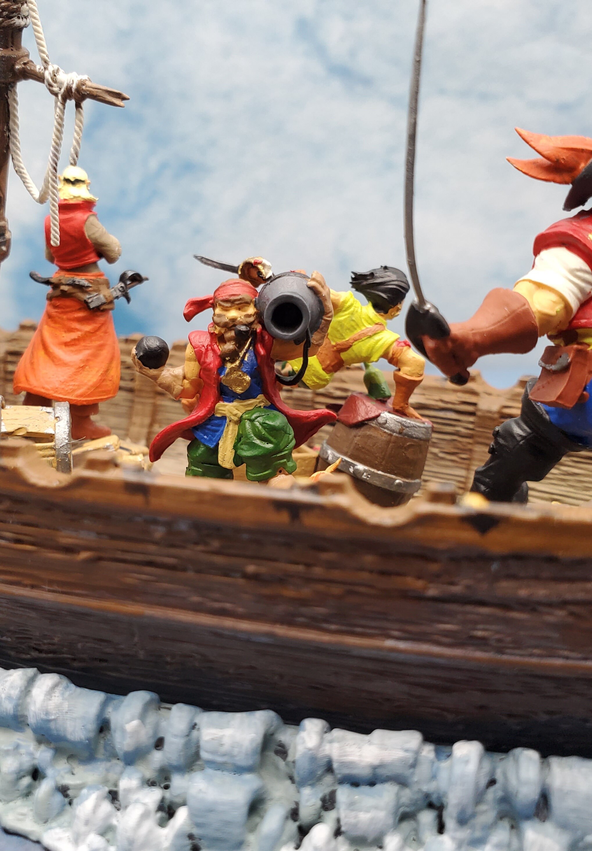 Pirate Ship With Motley Five Crewmen Hand Painted Finished Fantasy - Etsy