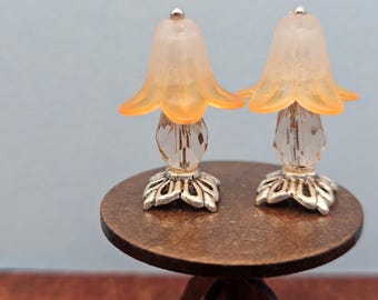 Orange Crystal Lamps Hand Made Scale 1:24 1/2 Dollhouse Miniatures
