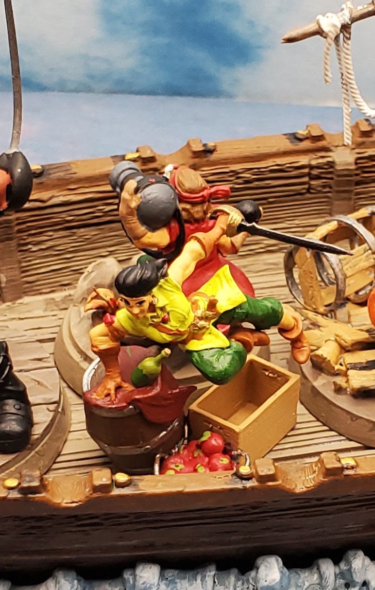 Pirate Ship With Motley Five Crewmen Hand Painted Finished - Etsy