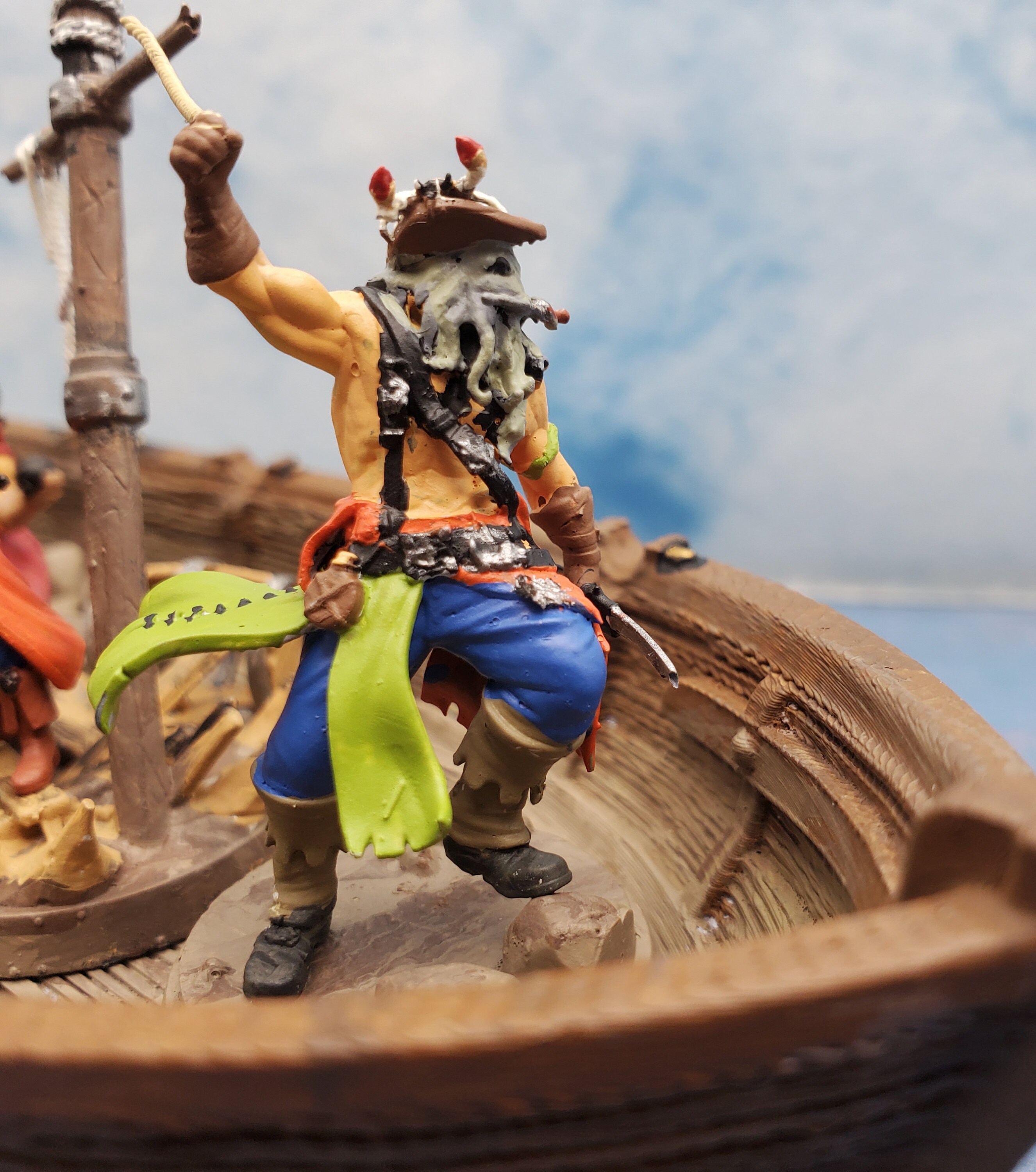 Pirate Ship With Motley Five Crewmen Hand Painted Finished Fantasy - Etsy