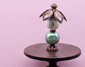 Silky Green Lamp Hand Made Scale 1:24 1/2 Dollhouse Miniatures