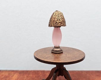 Rose Quartz Column Lamp Hand Made Scale 1:24 1/2 Dollhouse Miniatures