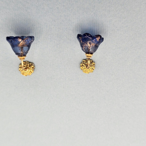 Blue Glass and Gold Sconce Hand Made Scale 1:24 1/2 Dollhouse Miniatures