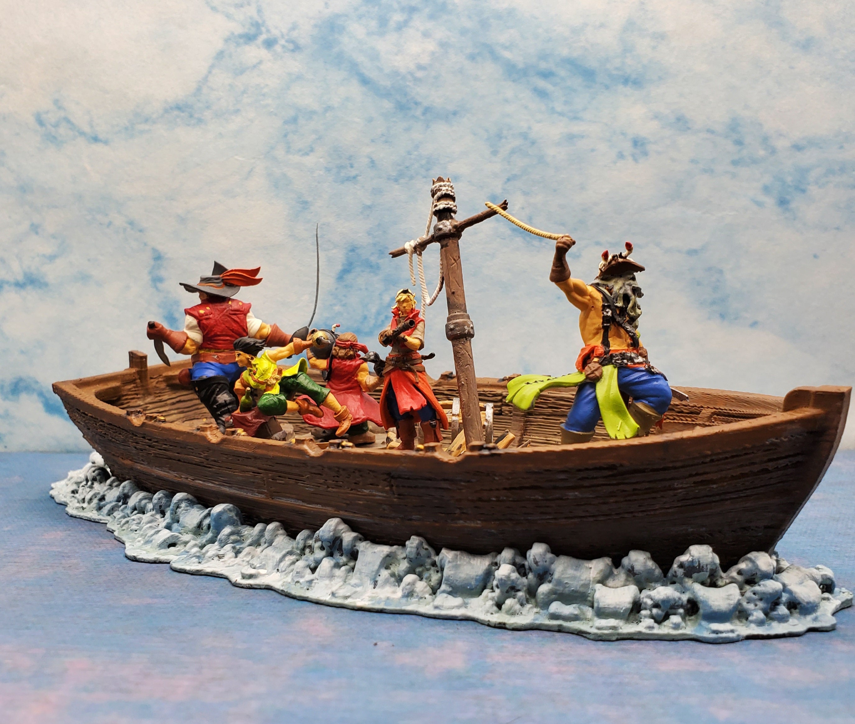 Pirate Ship With Motley Five Crewmen Hand Painted Finished Fantasy - Etsy