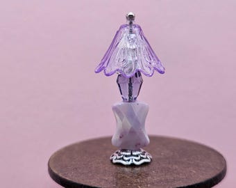 Pretty Purple Lamp Hand Made Scale 1:24 1/2 Dollhouse Miniatures