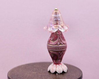 Rose and Pink Lamp Hand Made Scale 1:24 1/2 Dollhouse Miniatures