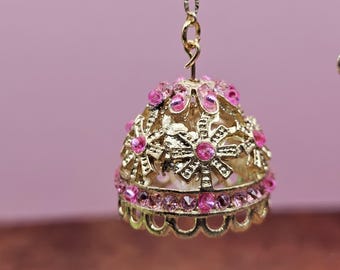 Golden Pink Chandelier  Hand Made Scale 1:24 1/2 Dollhouse Miniatures