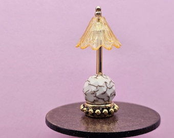 Cheerful Marble and Gold Lamp Hand Made Scale 1:24 1/2 Dollhouse Miniatures
