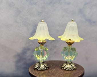 Yellow Crystal Lamps Hand Made Scale 1:24 1/2 Dollhouse Miniatures