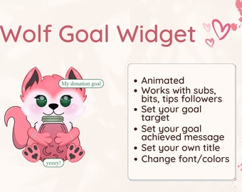 Widget de objetivo de Twitch de Pink Wolf: Superposición animada de transmisión (StreamElements)