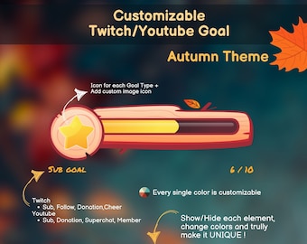 Widget de objetivos de Twitch de otoño: StreamElements y Streamlabs