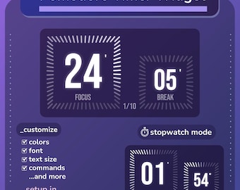 Widget de cronómetro/temporizador Pomodoro Coworking para streamers, Streamelements, todos los OBS, Twitch, YouTube, Kick