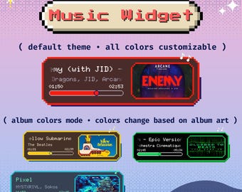 Widget de música Pixel Spotify: canciones en reproducción para streamers, StreamElements OBS/Twitch, YouTube, Kick, Facebook