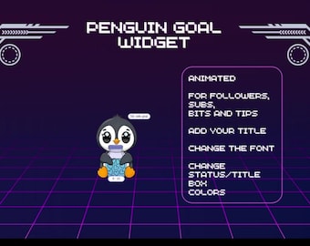 Widget de objetivos de Penguin para twitch: animado, para seguidores/suscriptores/bits/consejos
