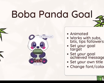 Widget de Twitch Goal: Superposición animada de panda morado con té Boba