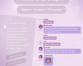 Widget de chat de Twitch animado de baja fidelidad con avatares (StreamElements)