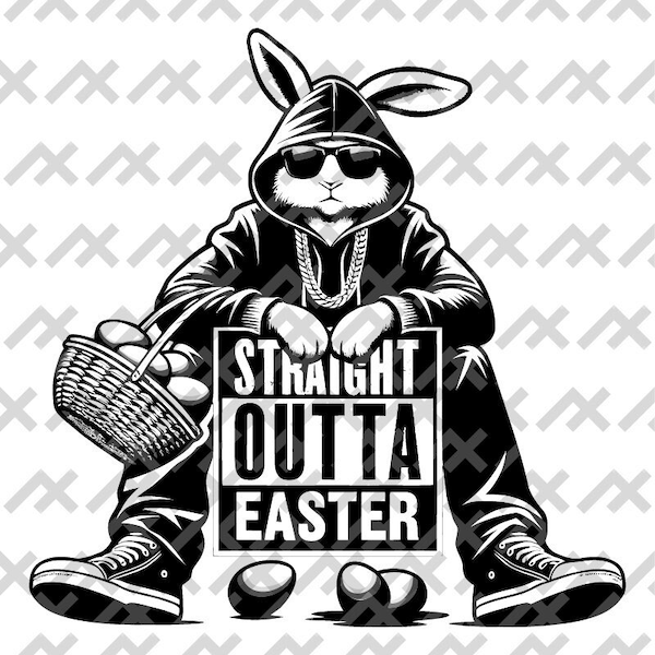 Urban Easter Bunny svg, png, dxf, pdf - Cool Hip-Hop Rabbit Digital Download