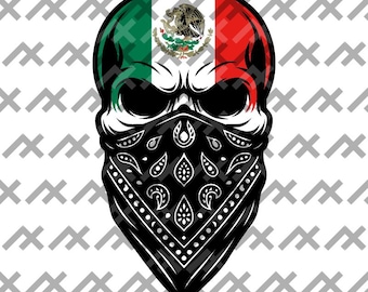 Mexican Flag Skull Bandana SVG: Heritage Pride Clipart (Digital Download)