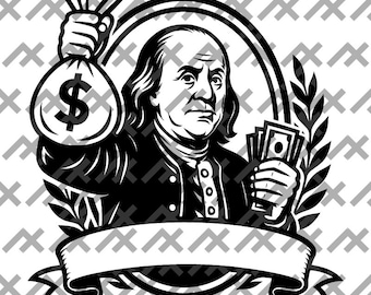 BLANK V2 Gangster Benjamin Franklin SVG: Urban Money Bag Design (Digital Download)