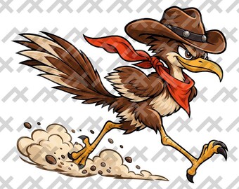 Outlaw Roadrunner SVG, Western Desert Bird PNG, Cowboy Roadrunner Clipart, Texas Southwest Vector, svg eps PDF Digital Download