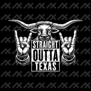 Tout droit sorti du Texas Longhorn Vector Design - Oeuvre d'art audacieuse avec des cornes de crochet