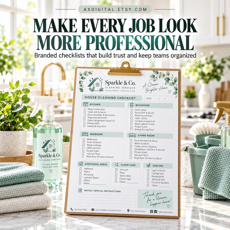 Cleaners Checklist Custom House Cleaning Checklist Design | Branded Cleaning Services, 24 ...