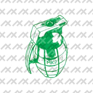 Grunge Grenade Vector Illustration - Military-Inspired Digital Art, Downloadable eps/svg/png/pdf