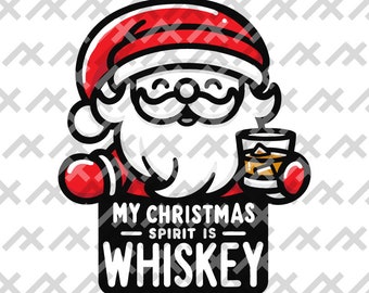 Christmas Whiskey Santa SVG: Holiday T-Shirt, Mug, Sticker Design (Digital Download)