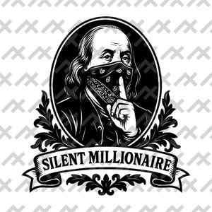 Benjamin Franklin Bandana png, eps, pdf, svg 'Silent Millionaire' V2 Gangster Style Vector Design per T-shirt, Download Digitale