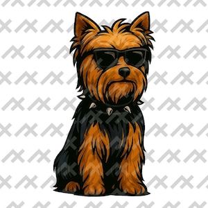 Yorkie PNG SVG - Coole Yorkshire Terrier digitale Kunst, mutige Cartoon-Hund Illustration für Sublimation & Druck