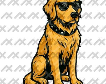 Golden Retriever Art | Sunglasses Dog Vector (Digital Download