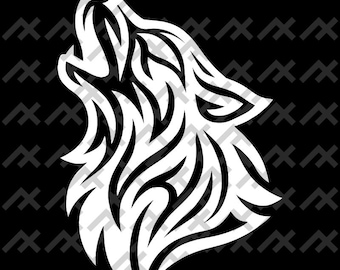 Tribal Howling Wolf Vector Design | Red Animal Head SVG (Digital Download)
