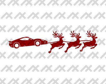 High-Octane Reindeer-Powered Sports Car svg, png, pdf, dxf - Digital Download for Cutting and Printing