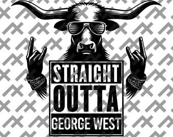 Rockstar Longhorn svg, png, dxf, pdf - 'Straight Outta George West' Digital Art