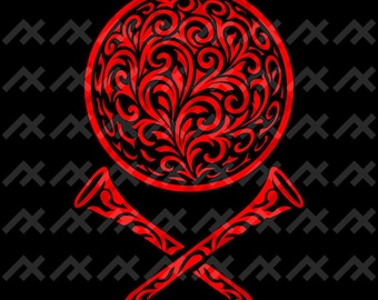 Golf Ball & Crosstees | Bold Red Vector Design eps pdf png svg