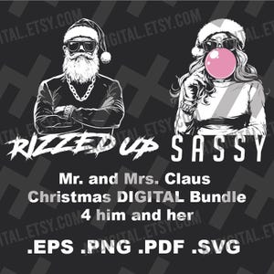 Modern Santa Mr. and Mrs. Claus Christmas DIGITAL Bundle – Hip-Hop Style Holiday Digital Designs png svg eps pdf