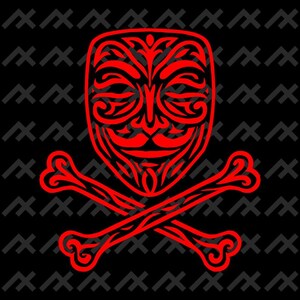 Masker gekruiste knekels SVG PNG | Stijl: rood vectorgezicht met detail | Digitale download voor shirts, stickers en posters