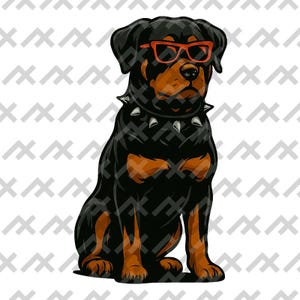 Rottweiler PNG SVG – Art numérique de chien de dessin animé audacieux, illustration cool de rottweiler pour la sublimation et l'impression