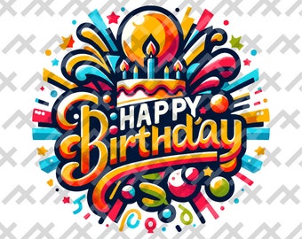 Happy Birthday Logo Vector Design - Celebratory svg/png/pdf/dxf Download