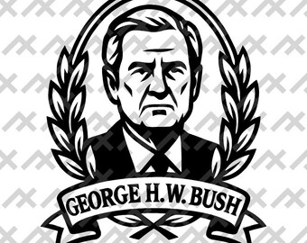 George H.W. Bush Portrait - Black and White Vector Design (Digital Download)