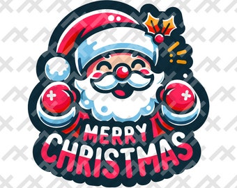 Happy Santa Merry Christmas Sticker - 2D Vector Design (svg, png, dxf, pdf)
