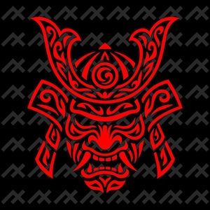 Samurai Oni Maske | Schwarz-weißes Design eps pdf png svg