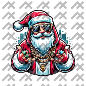 Arte digital colorida de Papai Noel Gangsta Rap - Arquivos festivos svg/png/pdf/dxf