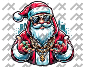 Colorful Gangsta Rap Santa Digital Art - Festive svg/png/pdf/dxf Files
