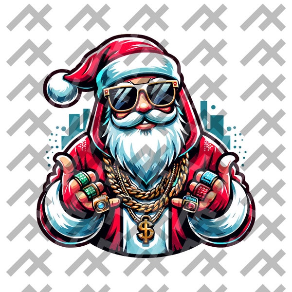 Colorful Gangsta Rap Santa Digital Art - Festive svg/png/pdf/dxf Files