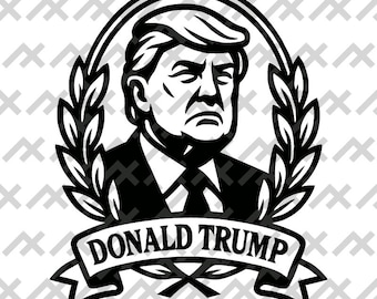 Donald Trump Crest Vector – Black and White Design (Digital Download)