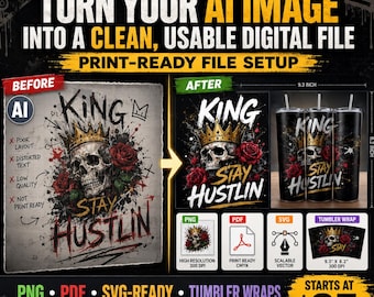 AI Image Cleanup, Print Ready File Setup, Tumbler Wrap Design (png, pdf, svg)