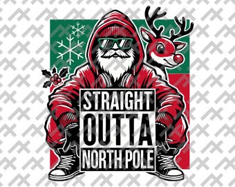 Hip-Hop Santa Rudolph Sticker | Urban Christmas Design (Digital Download)