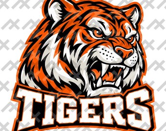 Tigers Mascot SVG, Fierce Tiger Sports Mascot, Tiger PNG, School Spirit Cut File, Athletic Mascot Design, svg eps pdf